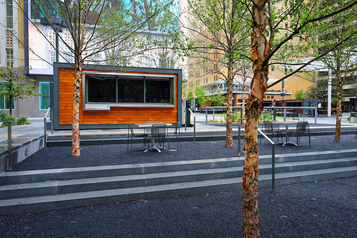 Several Food Booths With Glass Counter Walls Several Food Booths With Glass Counter Walls